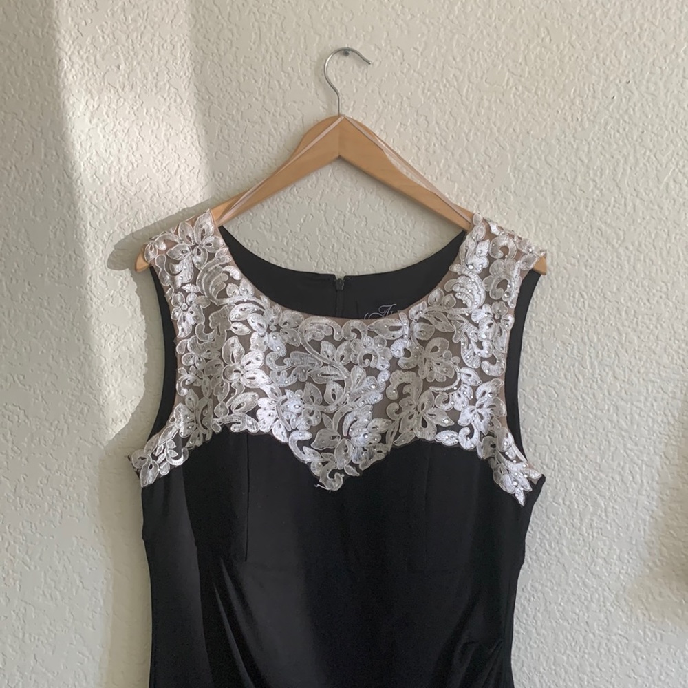 Black and silver/white formal dress, brand is Alex Evenings, size 16